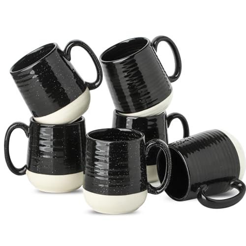 Set de 6 Tazas de Café Grandes de Cerámica Negra – 425 ml